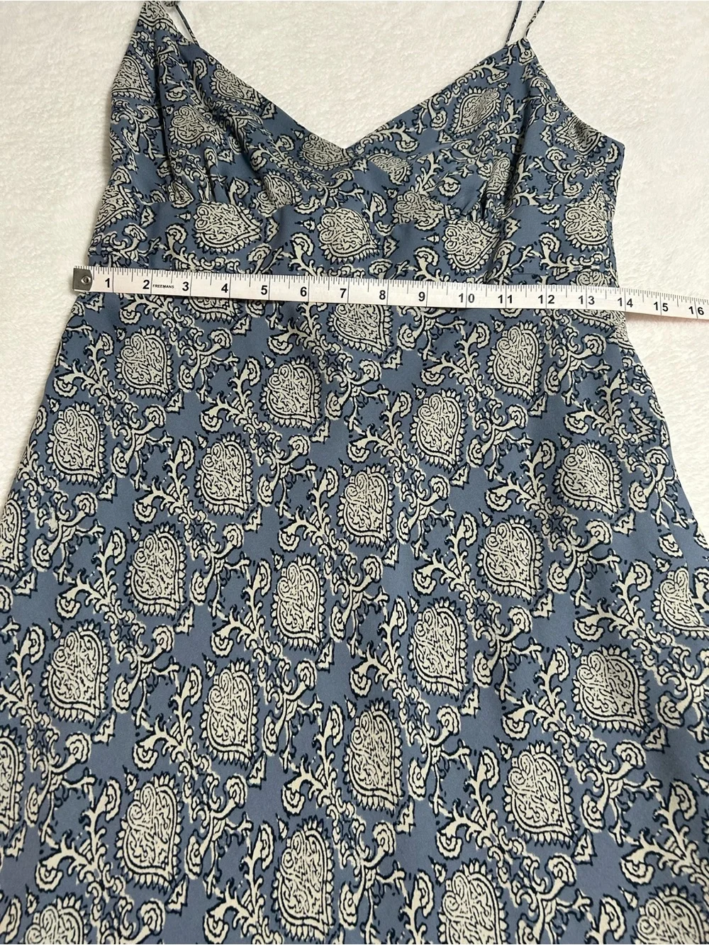 J.Crew 100% Silk Paisley Slip Midi Dress Size 6 Blue Cowl Neck Cottagecore Boho